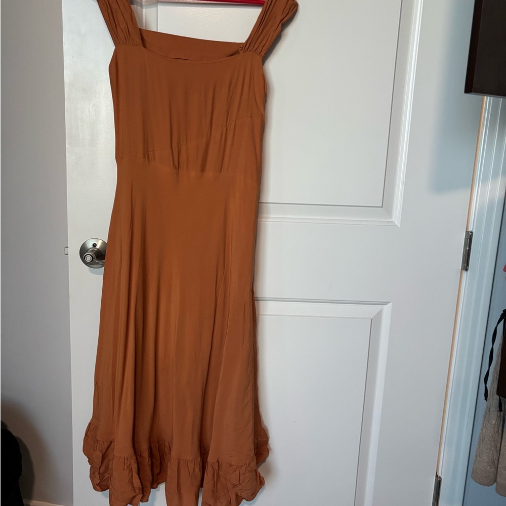 Rust Ruffle Midi Dress - Unbranded - Picture 2 of 5